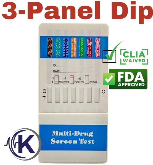 3 Panel Dip Card, CLIA Waived (W134)