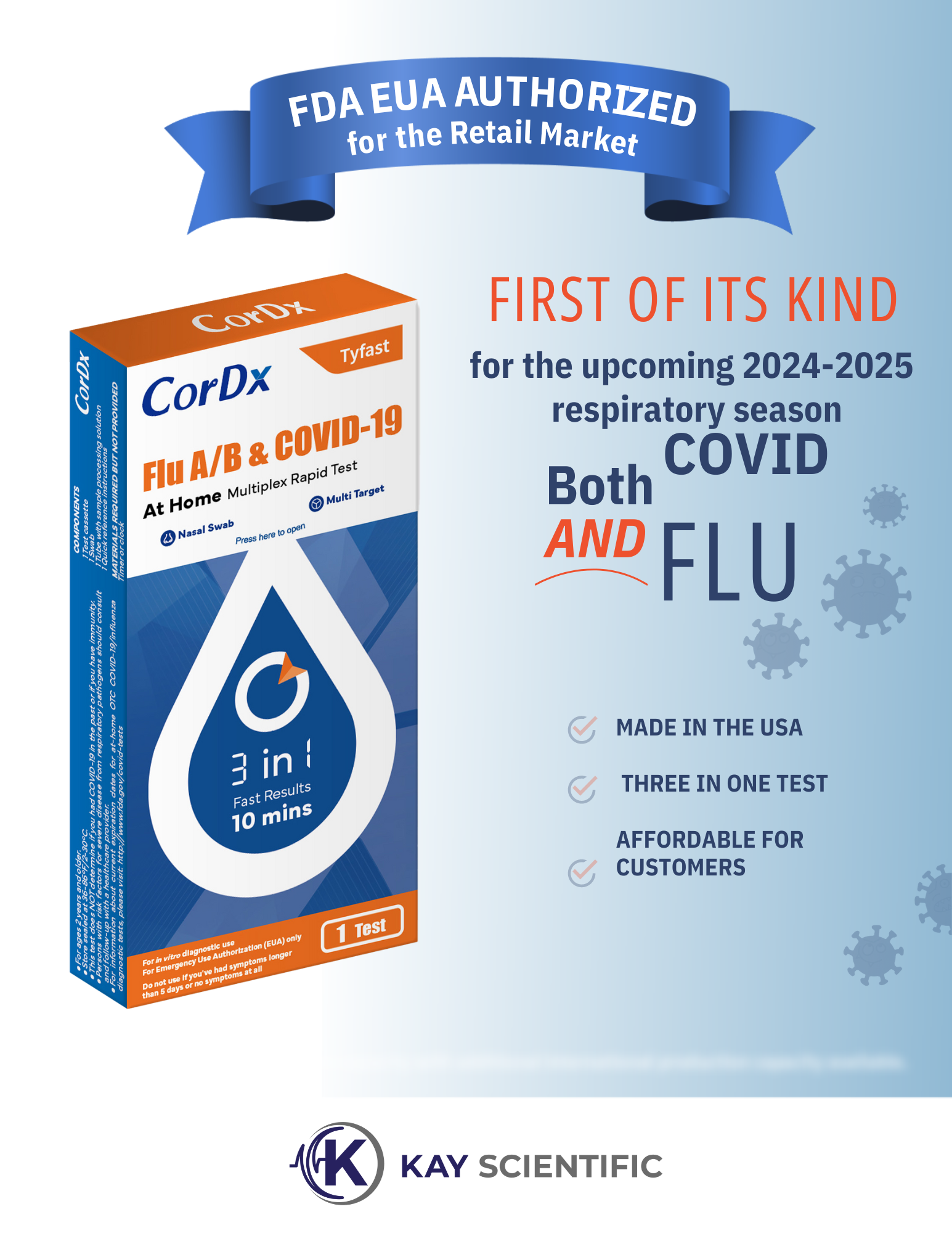 CorDx TyFast Flu A/B & Covid-19, 3 In 1 (At Home) – Kay Scientific